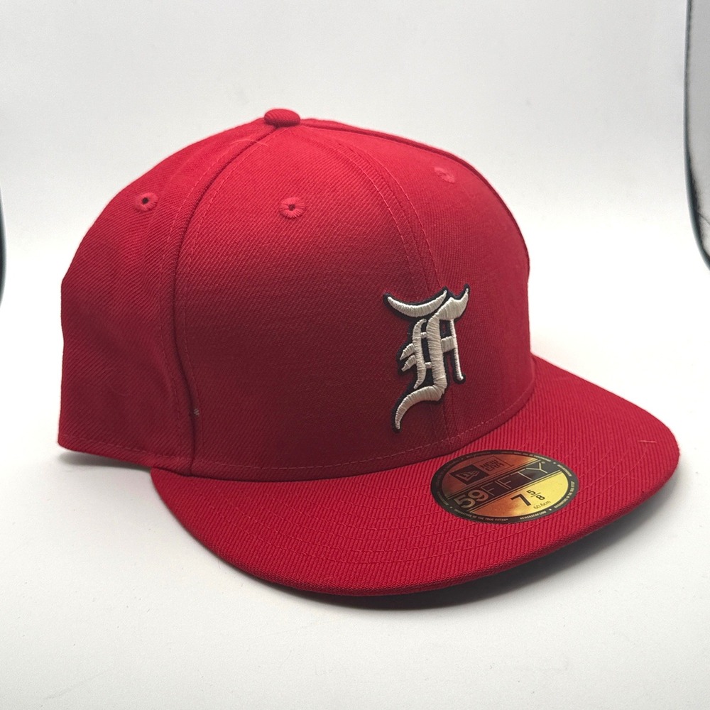 New Era Fear of God Essentials 59FIFTY Fitted Hat Red 7 5/8 Wool Cap